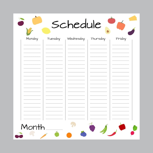 Tabel planificare meniu